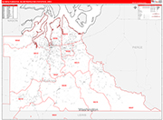 Olympia-Tumwater Metro Area Wall Map Red Line Style